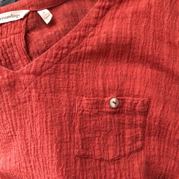 Soft Surroundings Crepe V Neck Blouse Size L Sundance Linen Cotton - Picture 4 of 7